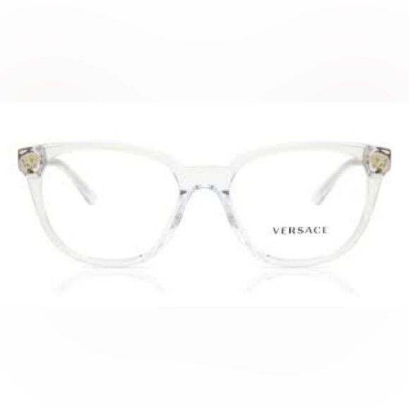 USED IN BOX! VERSACE 3242A 148 Transparent Crystal Plastic Round Eyeglasses 54mm - Picture 2 of 11